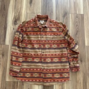 Woolrich Men's vintage Aztec tribal flannel button down shirt size XL